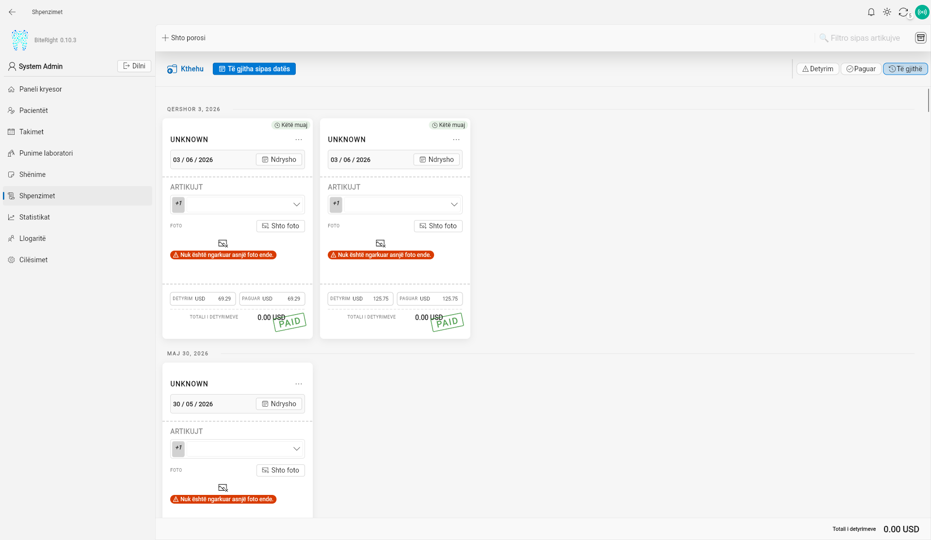 BiteRight expense tracking — dental clinic supplier and expense management with receipt attachments